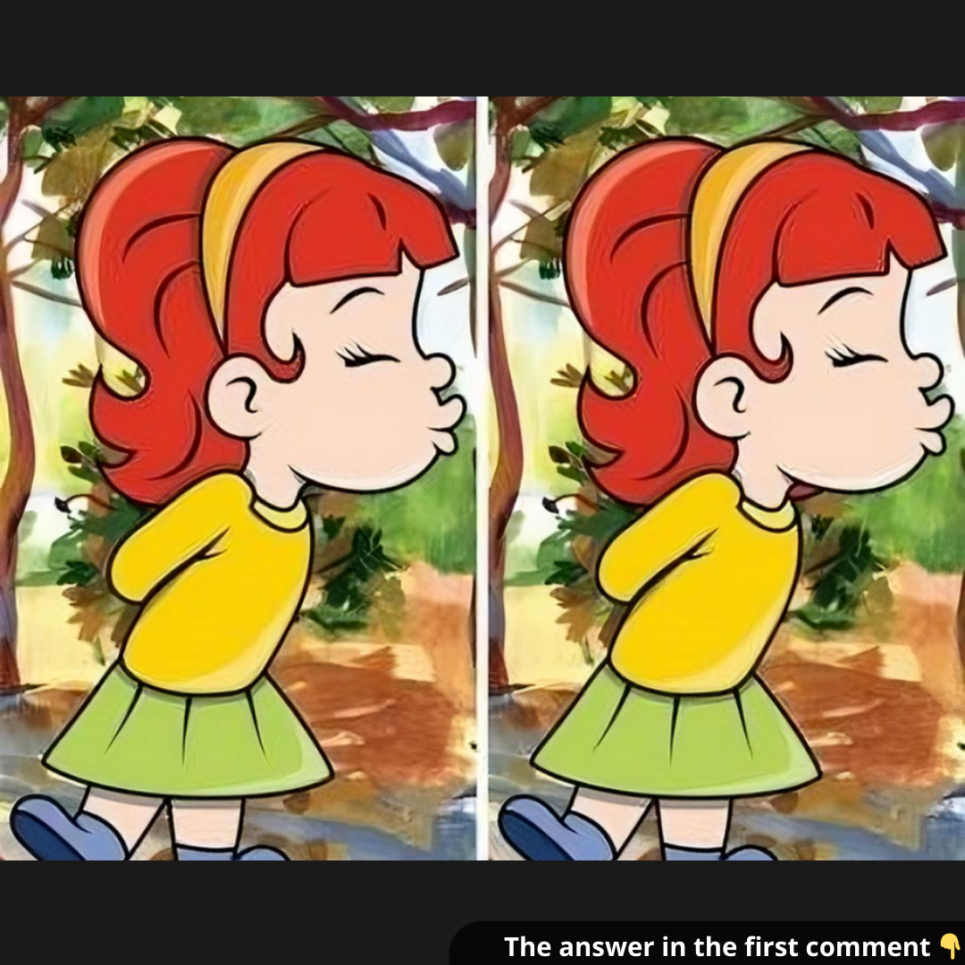 A kissing girl. Find the difference in the picture in 16 seconds