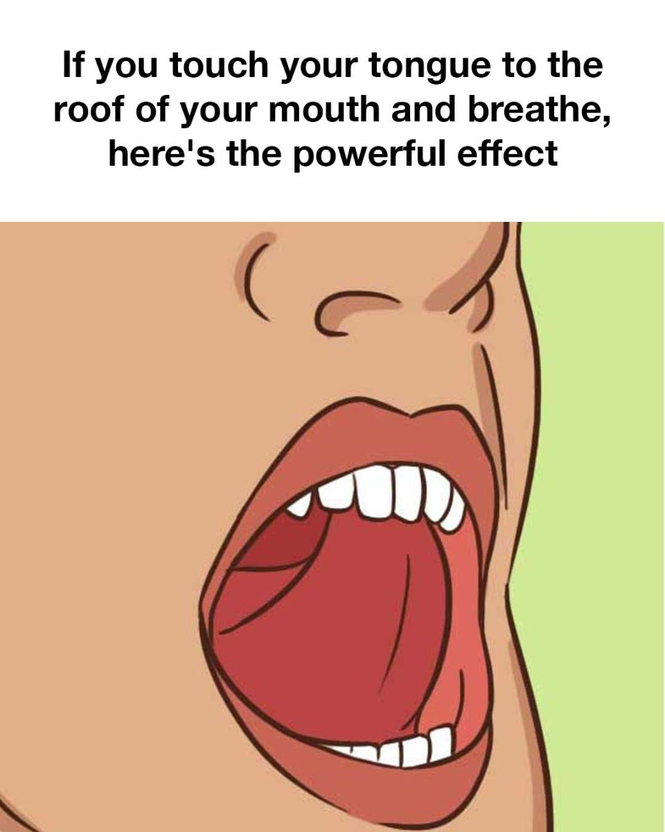 If you touch your tongue to the roof of your mouth and breathe, here’s the powerful effect