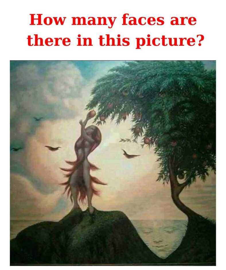 Have 8 faces in the picture. What you see first tells your biggest weakness as a Partner?