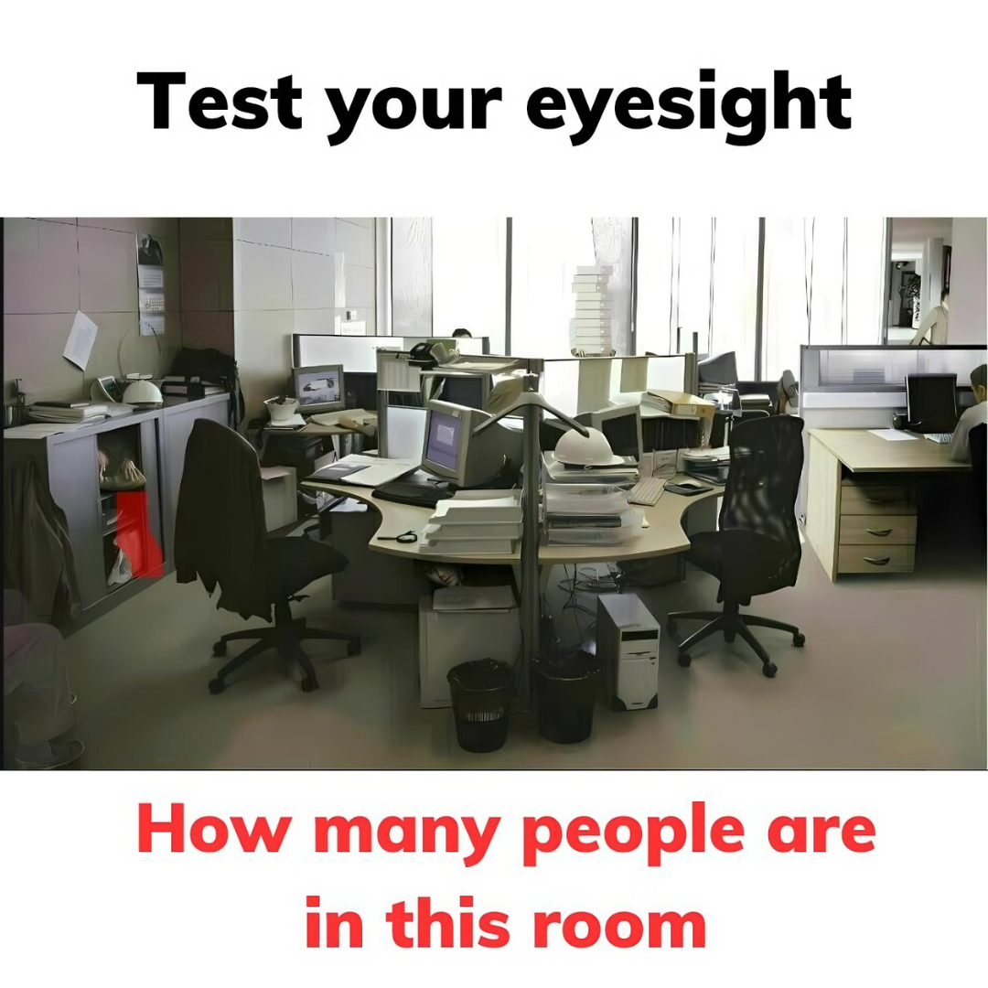 Test your eyesight – How many people are in this room?