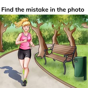 Find the mistake in the picture of the girl running