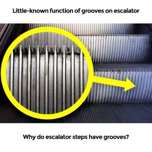 The grooved escalator steps are due to…