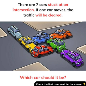 If one car moves, the traffic will be cleared. Which car should it