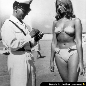 A woman is ticketed for wearing a bikini, 1957. But why A woman is ticketed for wearing a bikini, 1957. But why