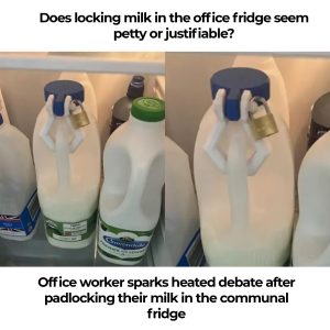 Office worker padlocks their milk in the communal fridge and the internet is divided Office worker padlocks their milk in the communal fridge and the internet is divided