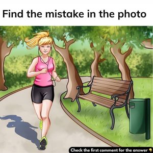 Find the mistake in the picture of the girl running