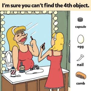 Find capsule, egg, nail, comb Find capsule, egg, nail, comb