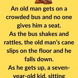 An old man gets on a crowded bus and no one gives him a seat… An old man gets on a crowded bus and no one gives him a seat…