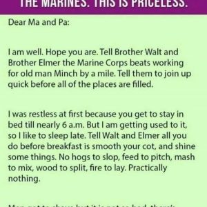 Farm Girl Sends Letter Home After Joining the Marines – And It’s Hilarious! Farm Girl Sends Letter Home After Joining the Marines – And It’s Hilarious!