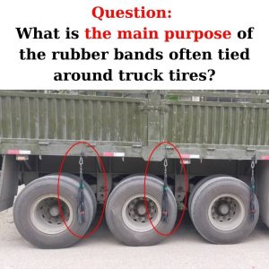 Why are rubber bands tied to truck tires? Why are rubber bands tied to truck tires?